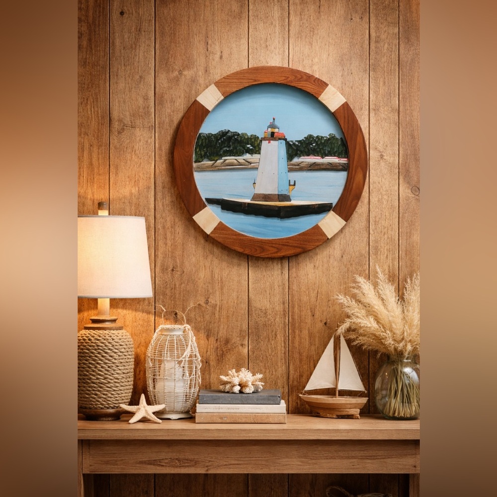 3D Wood Art Lighthouse Wall Hanging